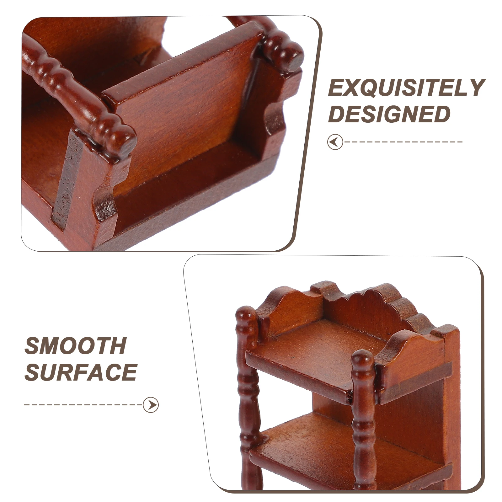 Mini rack de armazenamento de madeira para casa de bonecas, móveis criativos, mesa de cabeceira, decoração, modelo de madeira em miniatura, simulação