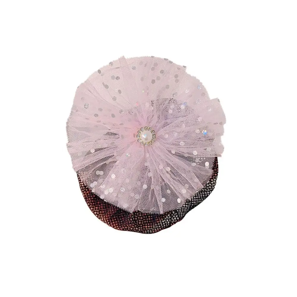 Princess Snood Spring Clip Elegant Colorful Mesh Star Hair Nets Invisible Hair Styling Tool Sequin Hair Nets Kids