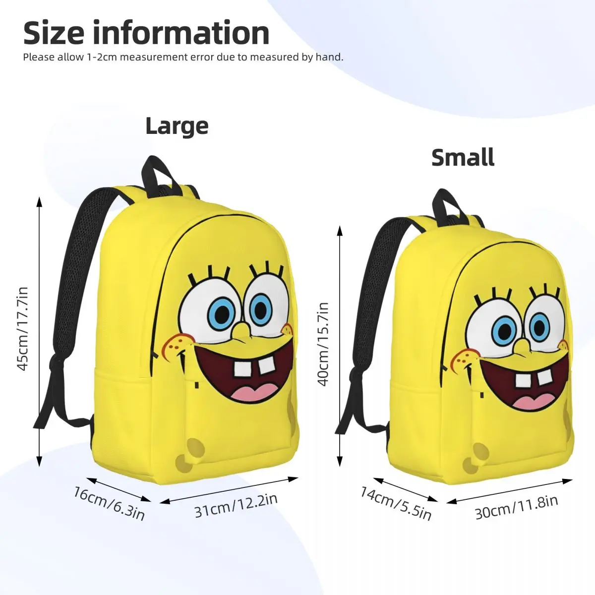 For Gifts Yellow Retro Washable Book Pack SpongeBob Super Quality Girl Boy Rucksack Travel