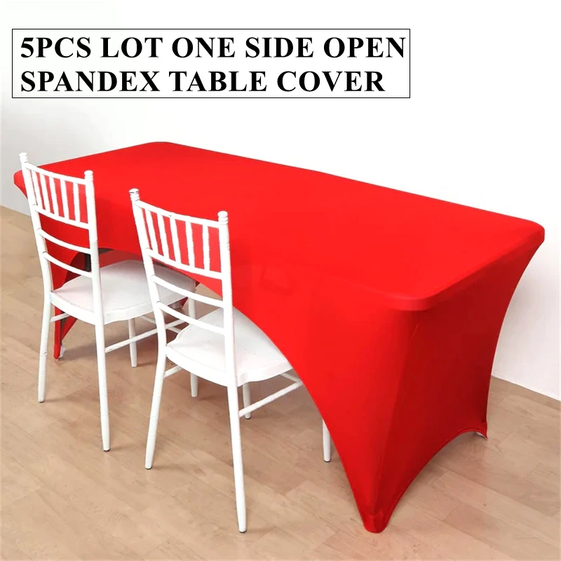 

5pcs Arched Stretch Spandex Table Cover Rectangle Lycra Home Kitchen Dining Table Linen Cloth Dj Wedding Tablecloth