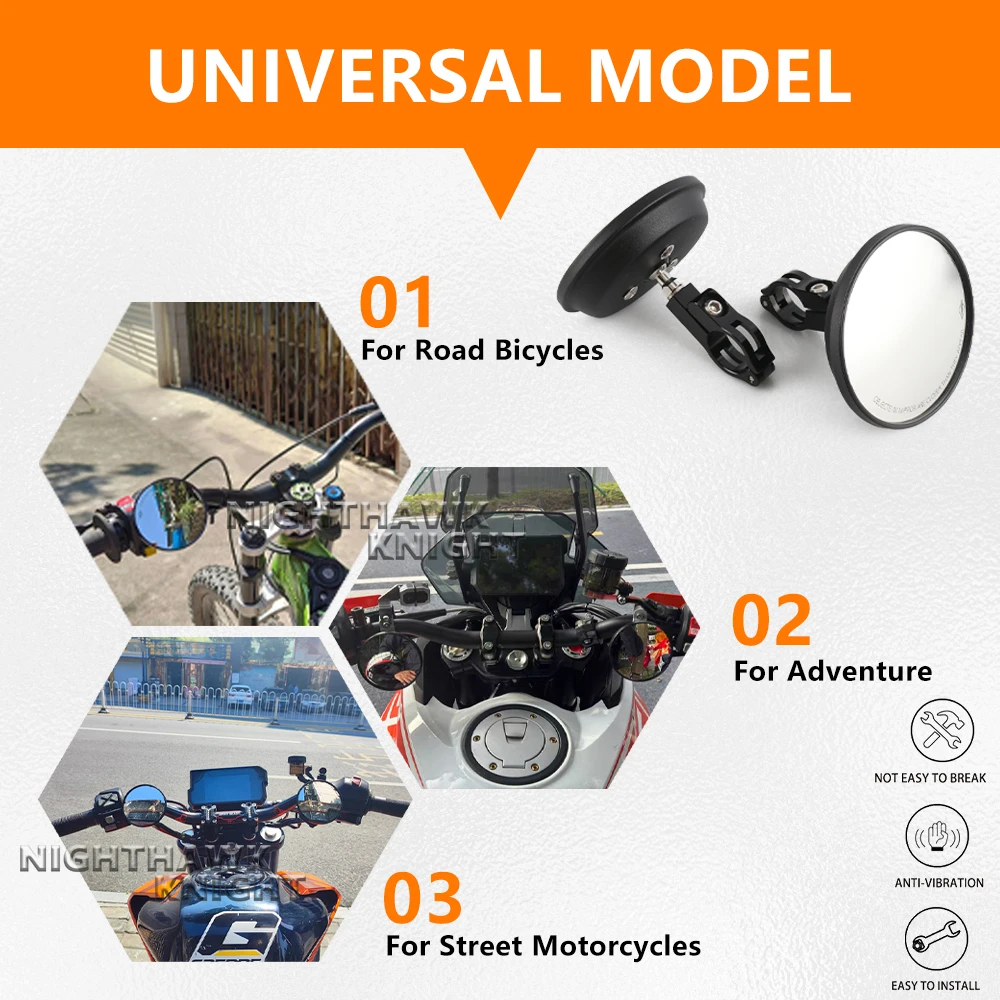 For 690 SMCR ENDURO 390 500 450 350 300 250 SM SMCR EXC XC XCW 125-500 Motorcycle CNC Circular Handle Rearview Wide Angle Mirror