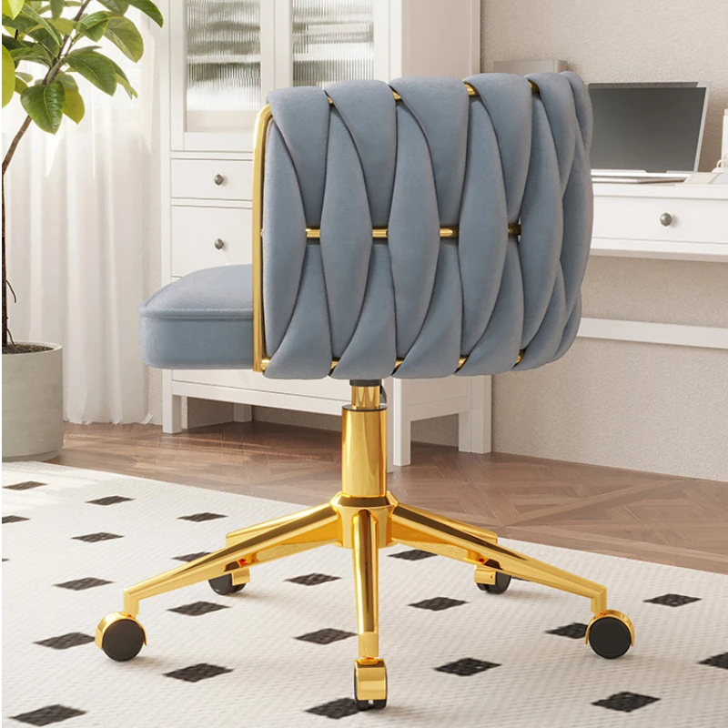 Living room Armchair INS Swivel chair nordic velvet vanity chair bedroom Backrest stool with wheels reading chair room Furniture