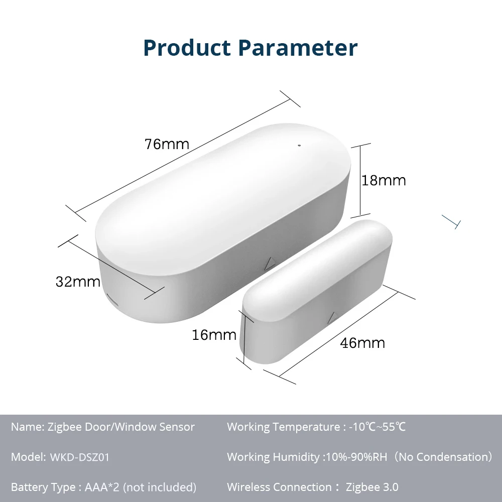 Capteur d\'ouverture de porte/fenêtre Tuya Zigbee, détecteur de porte de Garage, fonctionne avec Tuya Zigbee Hub Alexa Google Home, sécurité pour