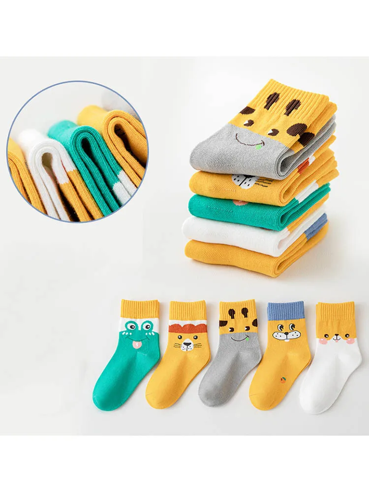 

5 Pair/lot Spring Autumn New Children's socks Cotton Cartoon Cute Socks1-12year Old Boys Girls Porn Set Socks free shipping