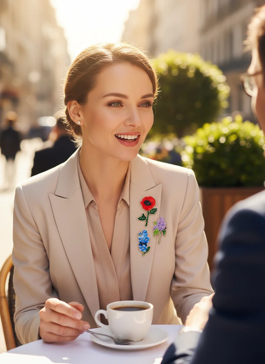 Pretty Flower Series Brooches Poppy Hyacinth  Lily of the Valley Delphinium Lavender Violet Shaped Enamel Pins For Women