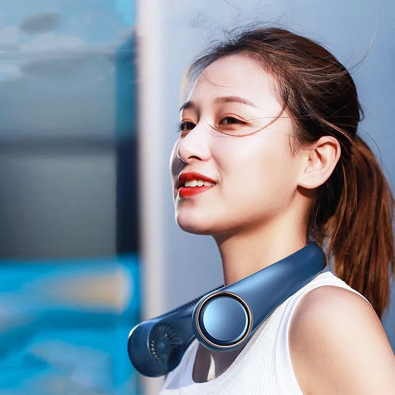 

Подвесной шейный вентилятор с зарядкой через USB, ленивый портативный маленький вентилятор, студенческий уличный безлистный подвесной шейный вентилятор