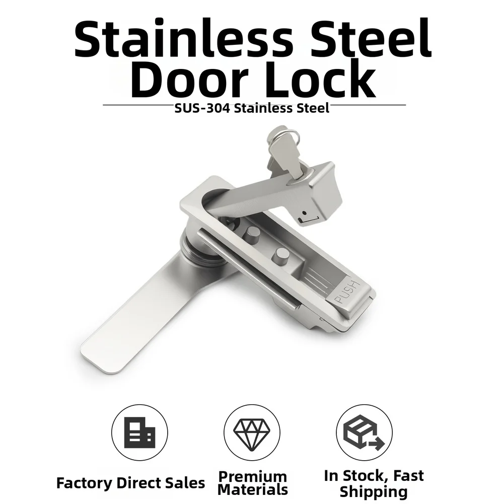 1pc Stainless Steel Cabinet Door Lock AB103-2 Industrial Electrical Panel Lock For Switch Cabinets Industrial Use