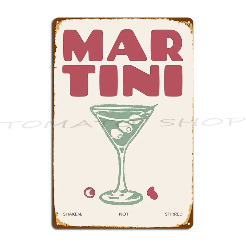 Martini Cocktail Vintage Metal Plaque Classic Club Rusty Cave Print Tin Sign Poster