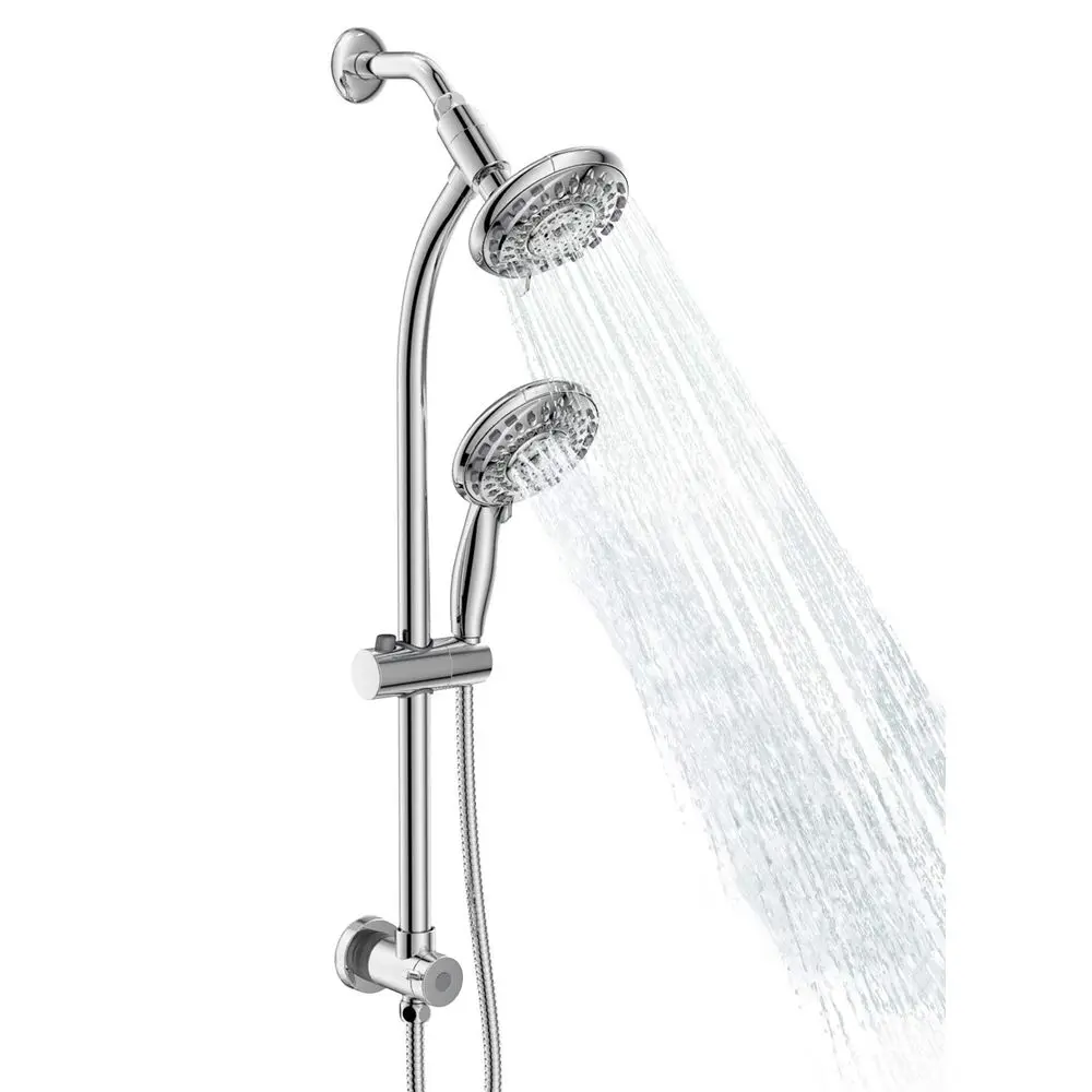 

Showerhead amp Rain Shower Combo for Easy Reach, 27.5 Drillfree Stainless Steel Slide Bar, 5of 5setting Handheld Shower and Show