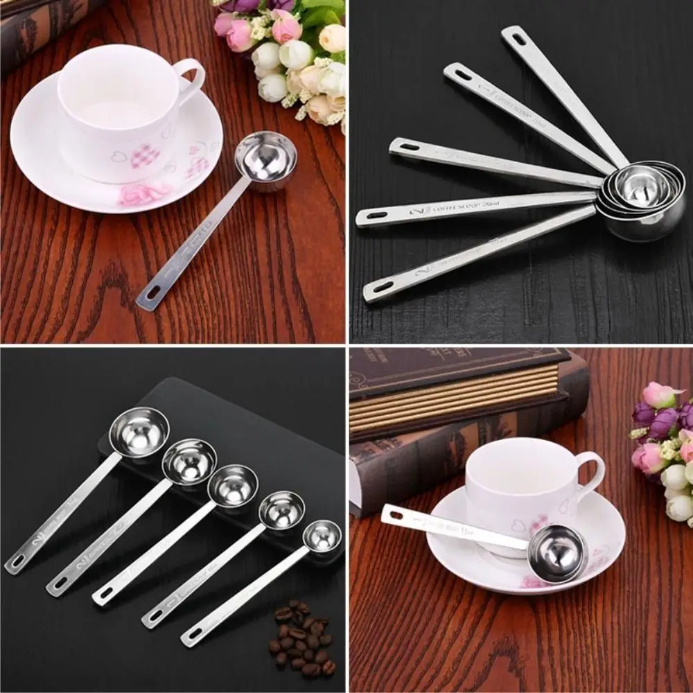 Durable Stainless Steel Measuring Spoon Blending Thicken Coffee Scoop 5/10/15/20/30ML Mixing Spoon Coffee