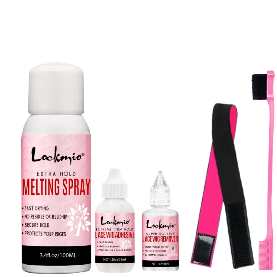 LOCKMIO Lace Melting Spray Invisible Strong Hold Adhesive Bond for Wigs Front Closure Fast Dry Waterproof Wigs Glue and Remover