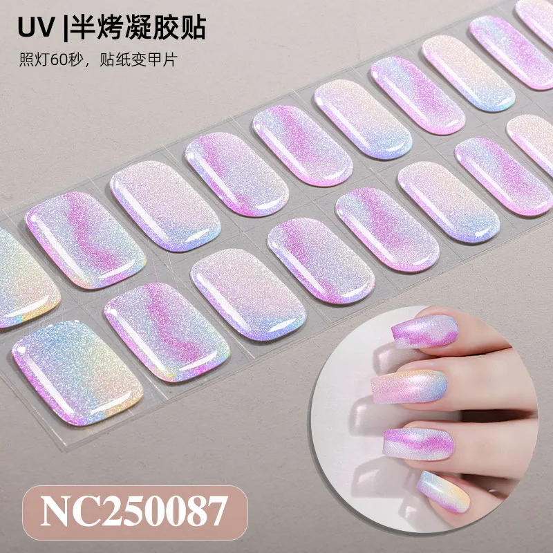Neuankömmling 20 Streifen French Gradient Semi Cured Gel Nagelstreifen DIY Gelpoliermittel Aufkleber für Nägel Arbeiten mit UV/LED