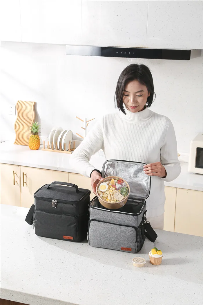 Thermal Shoulder Lunch Bag Waterproof Thick Cooler Handbag Large Insulated Food Grade PEVA Family School Picnic Refrigerator Box
