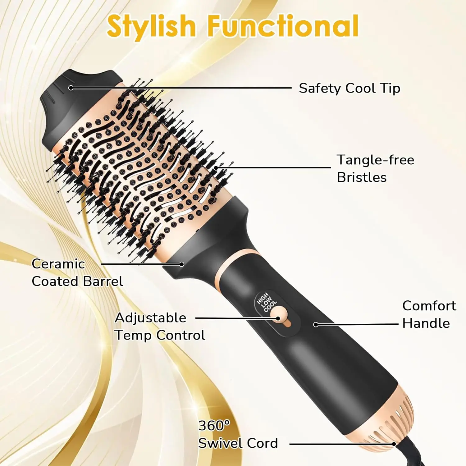 Hair Dryer Brush Blow Dryer Brush, Hot Air Brush In One With Oval Barrel, Hot Air Brush In One With Oval Barrel | Hair Dryer For Smooth, Professional Salon Hot Air Brush