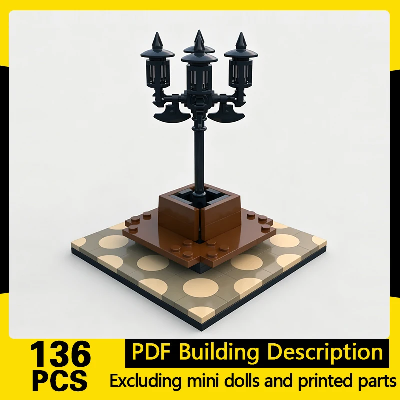 

City Street View Model MOC Building Bricks Streetlight With Park Bench Modular Technology Gifts Holiday Assemble Children Toys