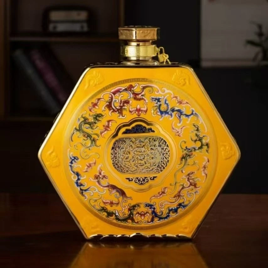 Dragon pattern ceramic wine bottle wine jug sealing decorative ornament