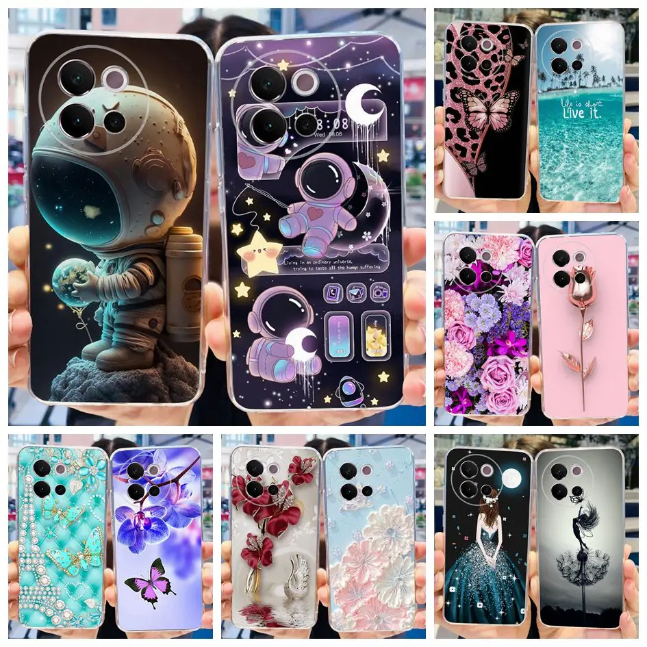 For Vivo V40 Lite Case 2024 Cute Astronaut Shockproof Capa Silicone Soft TPU Phone Cover For Vivo V40 Lite 5G Transparent Bumper