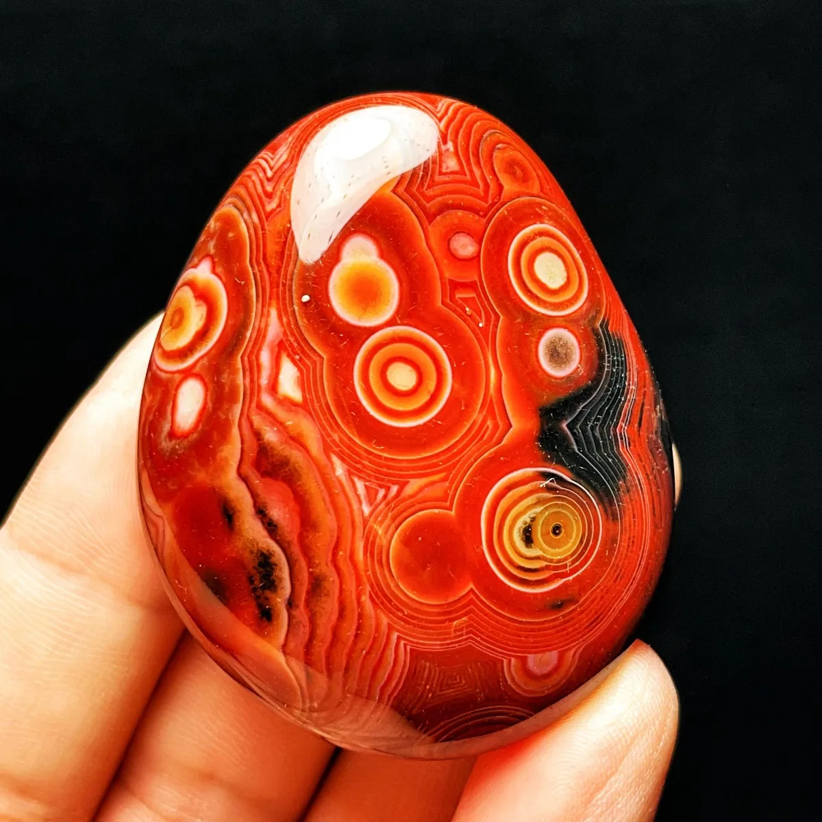 Sunset Tone Banded Agate Palm Stone, Tumbled Polished, Stone Art, Gift Giving, Natural Stone, Crystal Collection, Table Display