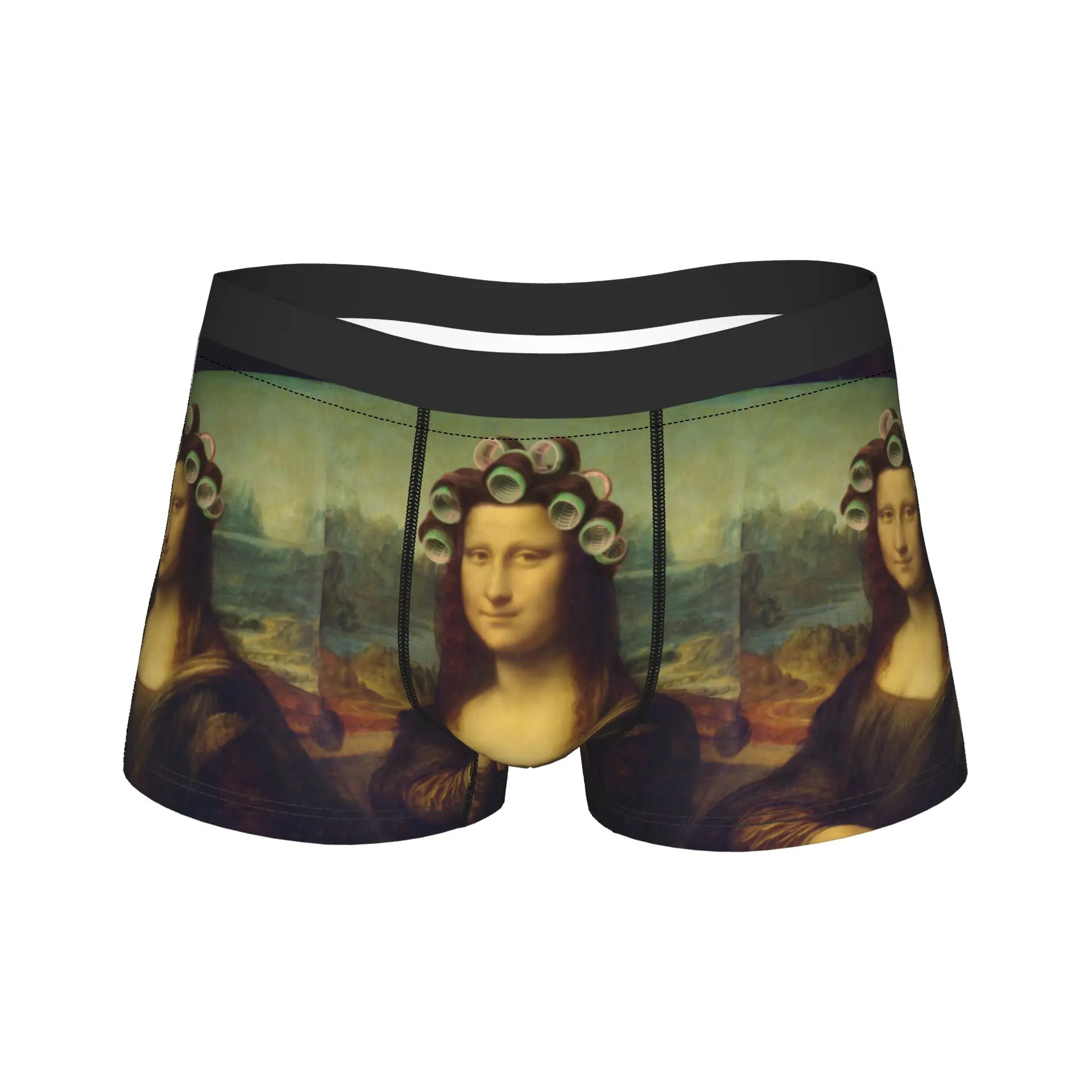 Funny Hair Roller Mona Lisa Underwear  Males Boxer Brief Elastic Boxershorts High Quality Pattern Oversize Underpants