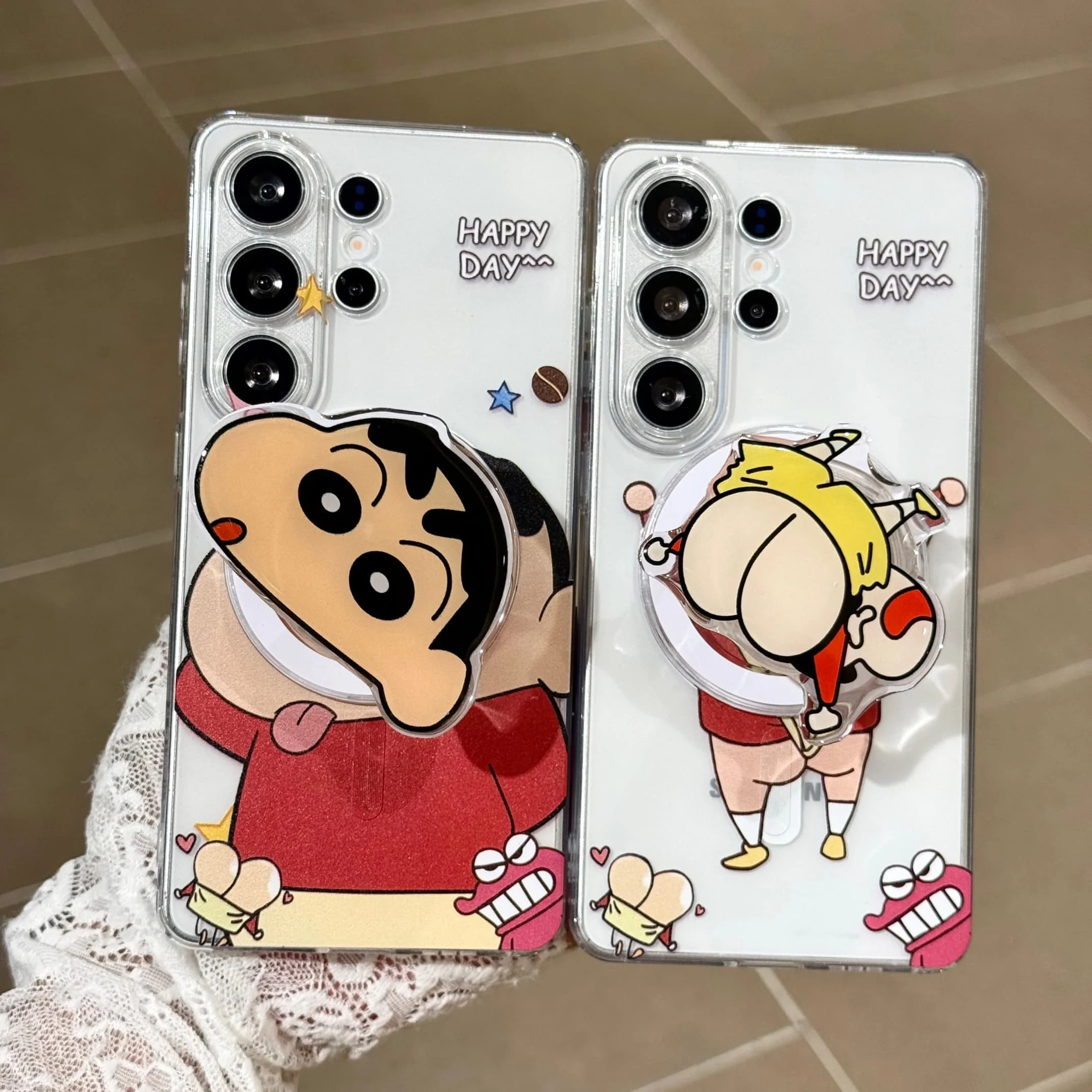 For Samsung Galaxy A05 A06 A07 A14 A24 A34 A54 A15 A35 A16 A17 A26 A36 A37 A56 A57 Crayon Shinchan Ass TPU Magnetic Case Holder