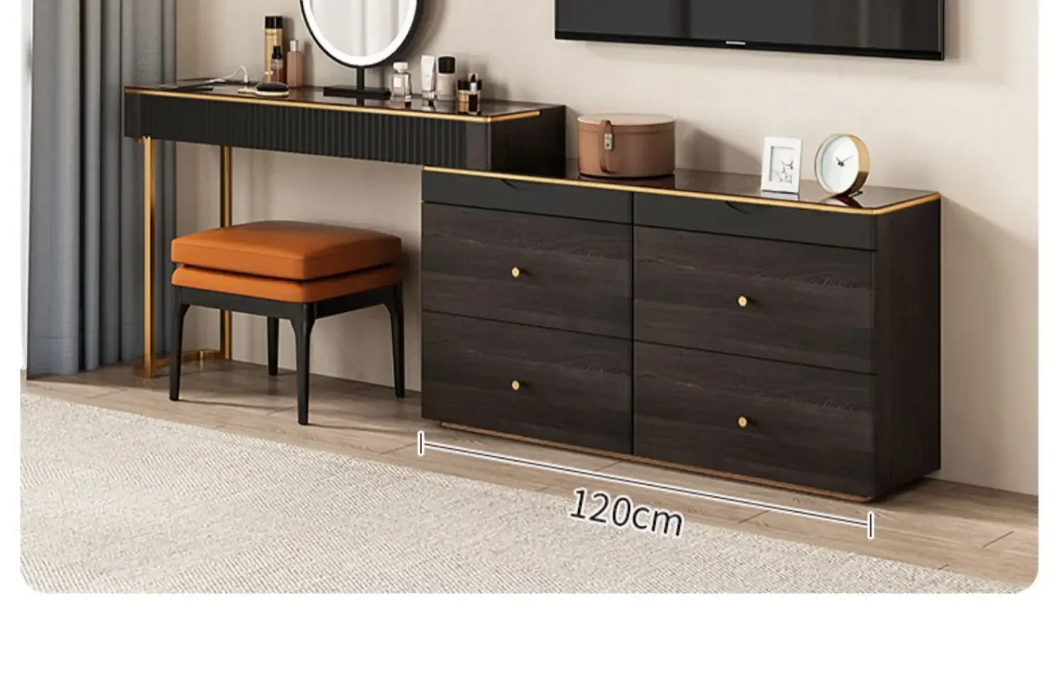 Dresser Bedroom Desk Storage Cabinet Integrated Makeup Table
