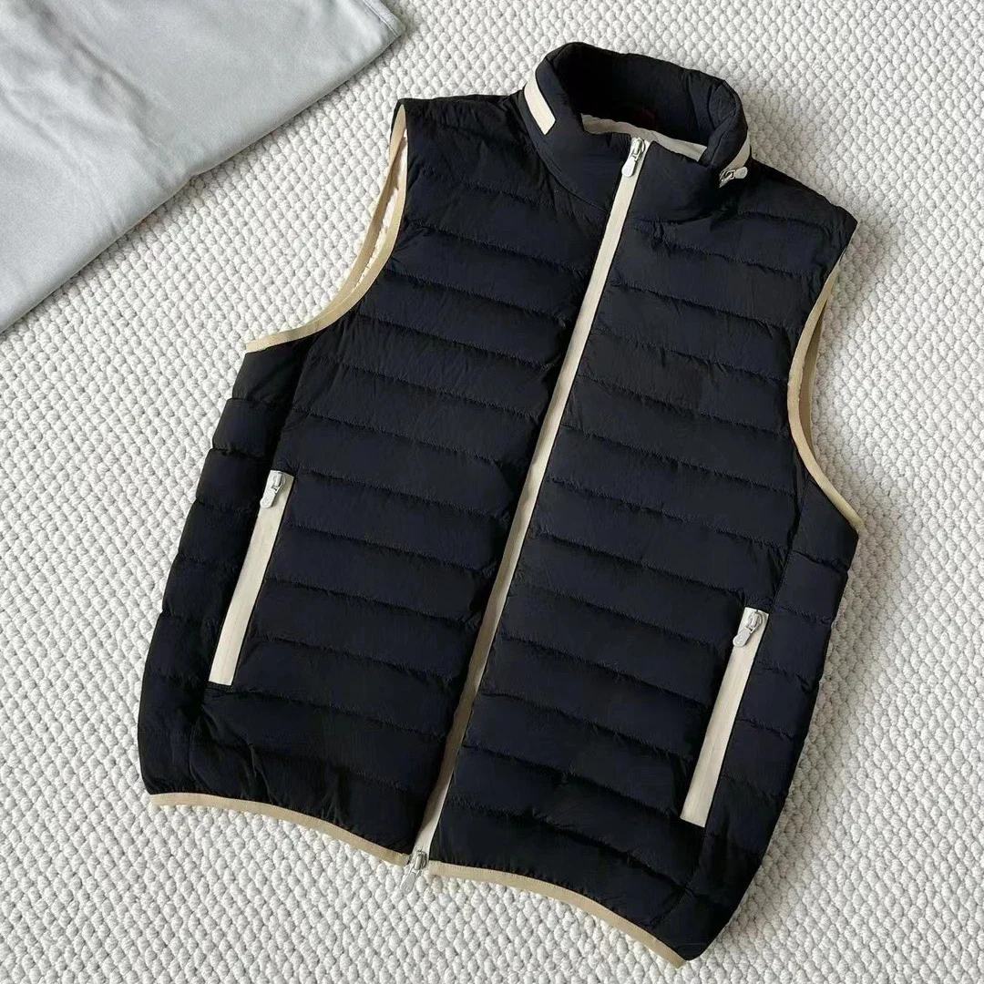 Autumn Men's Goose Down Vest Zipper Stand Collar Sleeveless Fashion Lightweight Jacket