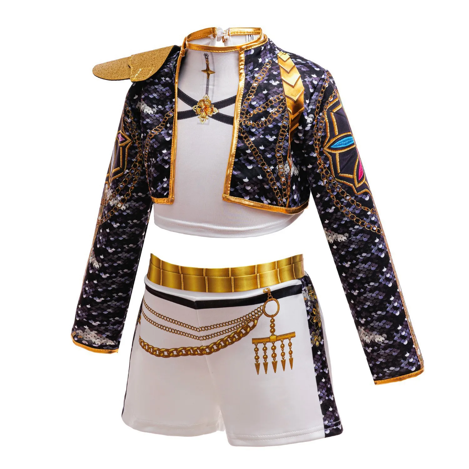 3 PCS Set Coat+Vest+Shorts Girl Cosplay Singer Clothes Performance Dress Up Uniform Children Party Show Costumes view 3
