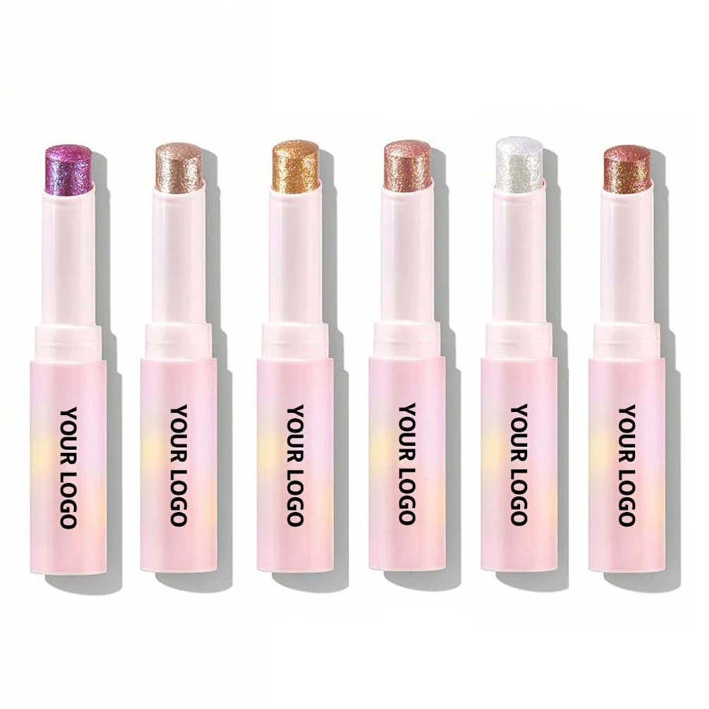 Resaltador de etiqueta privada de 6 colores, logotipo personalizado, Gel súper brillante, resaltador, Maquillaje facial de larga duración a prueba de sudor, vegano