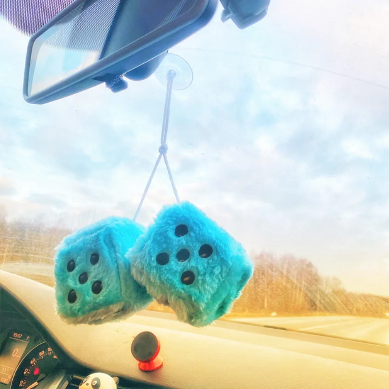 

Car Interior Parts Anime 2pcs Long Hair Hot Stamping Dot Dice Car Decoration Accessories Coche Accesorio Car Ornament Auto Decor