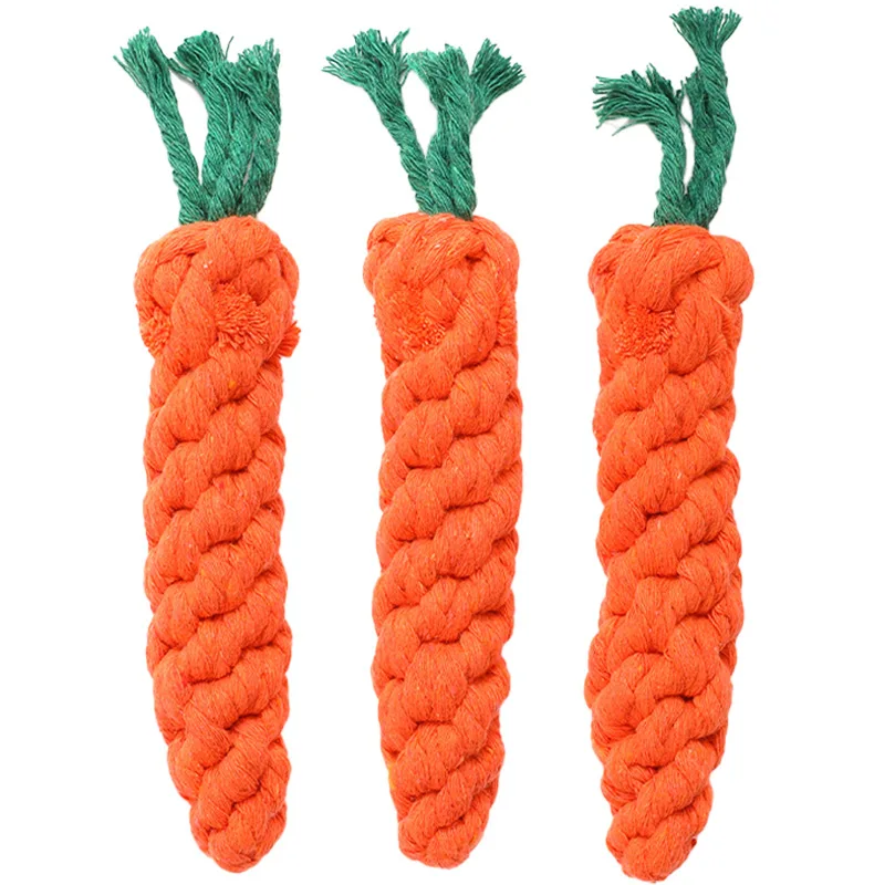 1pc Pet Dog Toys Carrot Bite Resistant Dog Chew Toys for Small Dogs Puppy Molar Cleaning Teeth Cotton Rope Toy Dogs Accessories