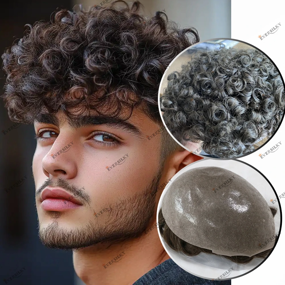 

Прочный парик из натуральных волос 0,06 мм, необнаружимый, для мужчин, вьющаяся прическа 18 мм, 18 мм, 18 # 20 # Мужские парики со светлыми протезами волос