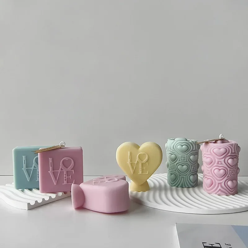 Valentine's Day Love Candle Silicone Mold Heart Shape Chocolate Baking Mold DIY LOVE Aroma Candle Handmade Soap Molds