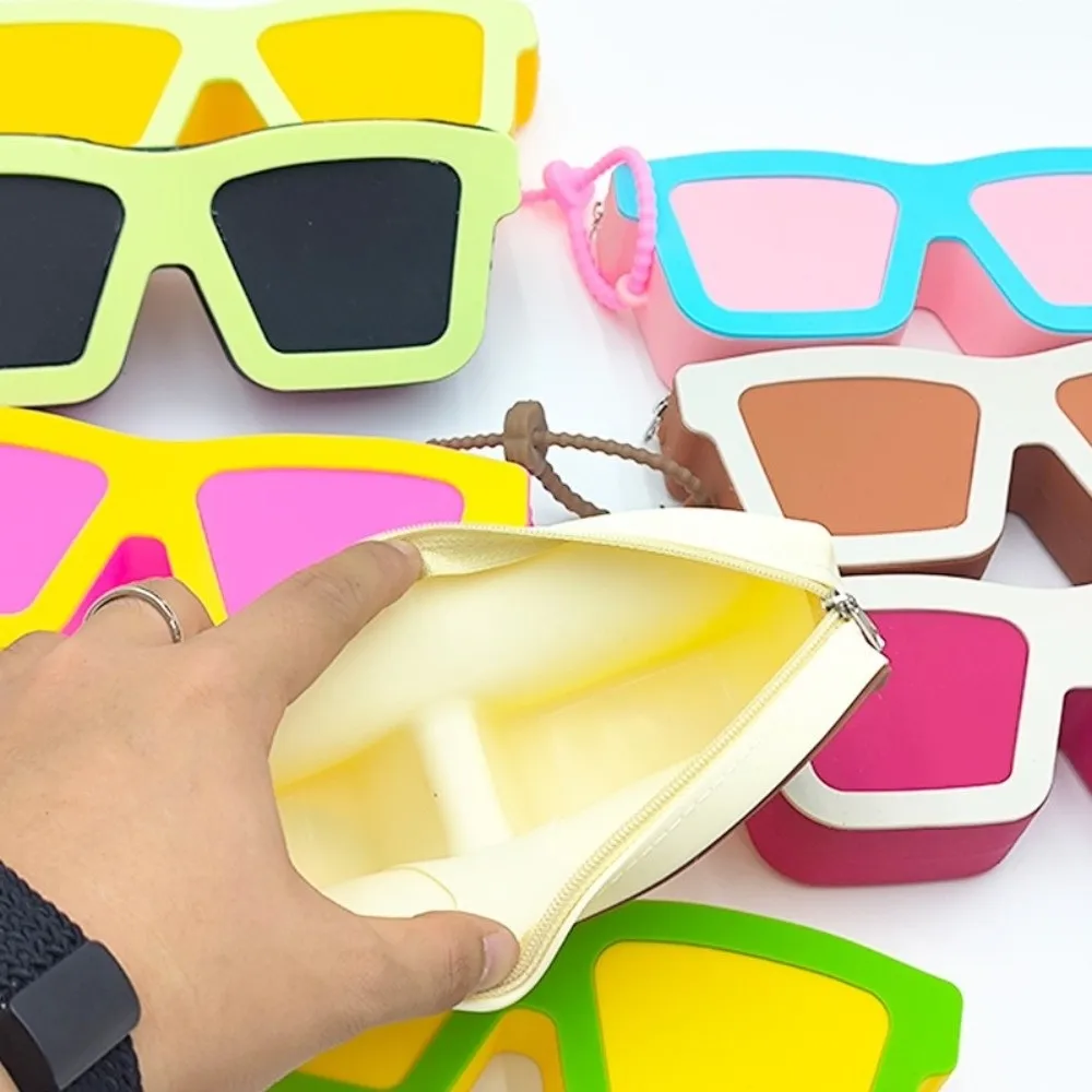 New Silicone Sunglasses Shaped Case Scratch Resistant Shockproof Shell Makeup Bag Soft Waterproof Storage Bag Travel Use