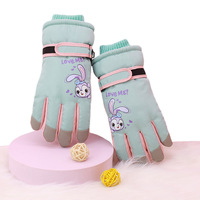 New children's ski gloves winter baby girl cute cotton warm velvet thickened 10-year-old boy winter snow waterproof