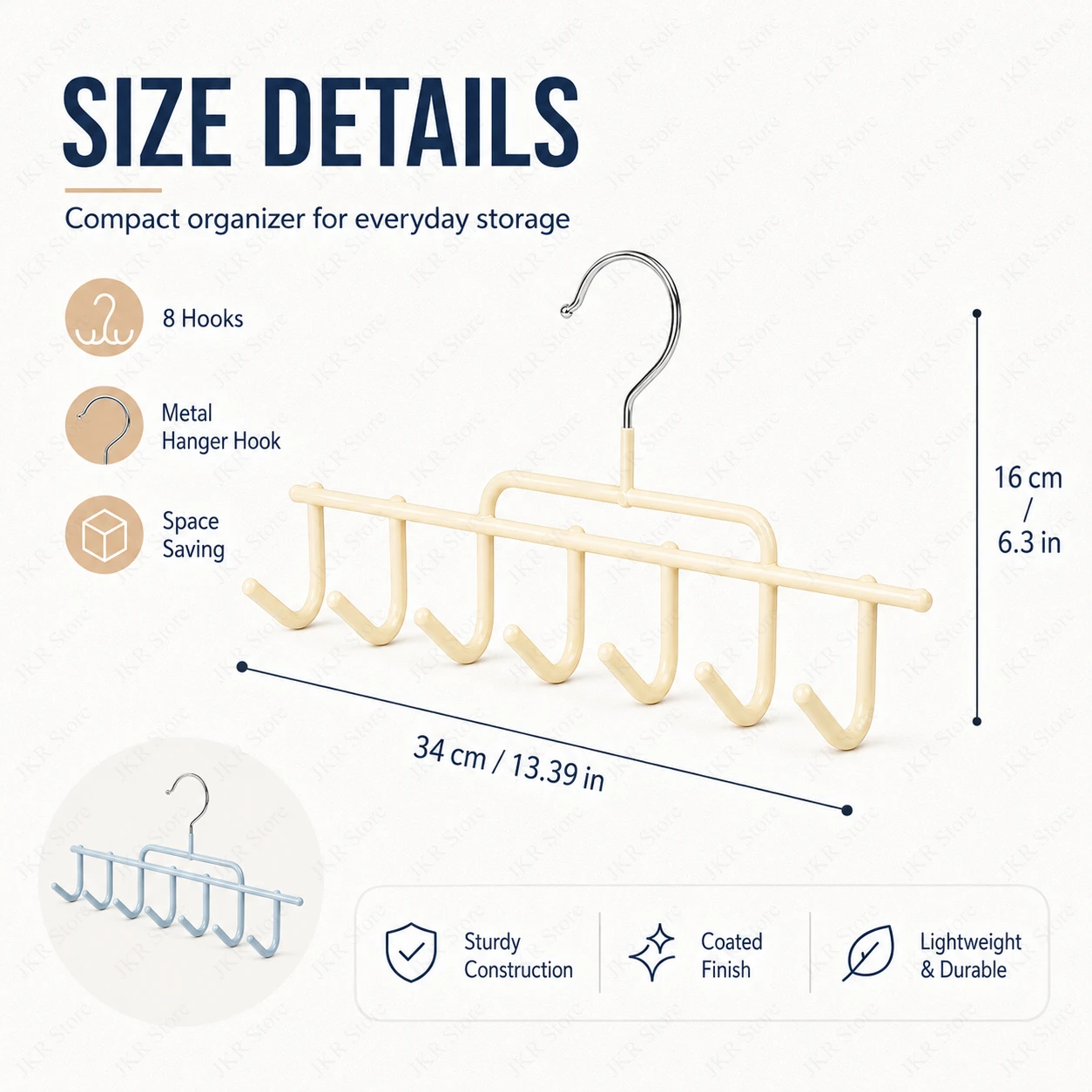 Wall Hat Rack with Hanging Hooks Cap Organizer Holder for 8 Tall Baseball Caps Dorm Closet Bedroom Storage Display Daily Use view 6