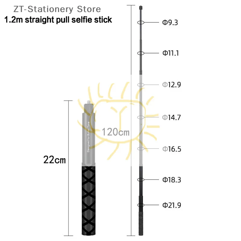 1pc Metal Invisible Extended Edition Selfie Stick Scalable Monopod For Insta 360 ONE X2/3X4 Accessories For Camera Stick Tripod
