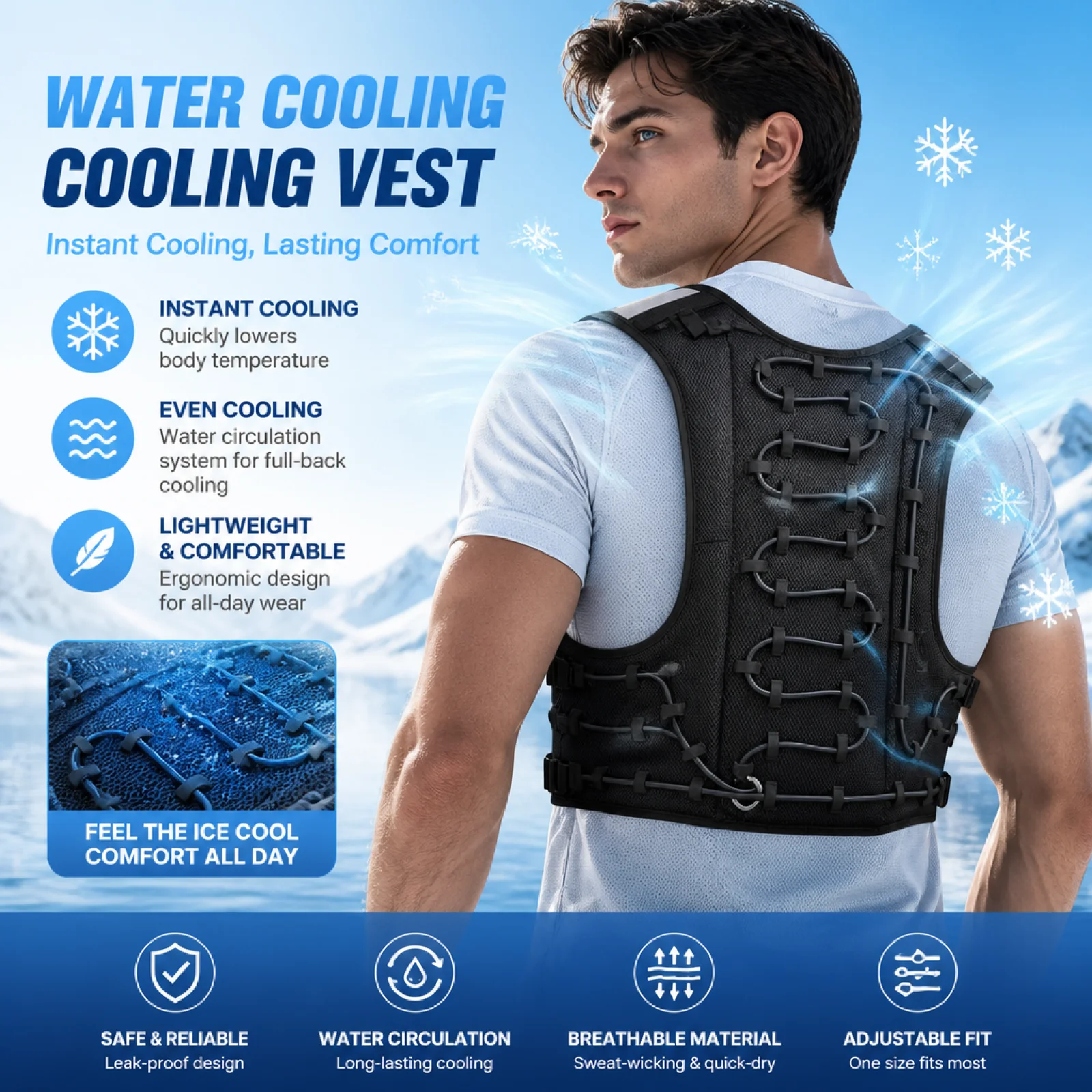 Water Circulation Cooling Vest Water Cooling System Outdoor Hiking Fishing Travel Physical Cooling Work Jacket Summer Breathable