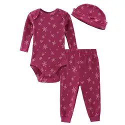 Kiddiezoom Fashion Unisex Spring Autumn Cotton Newborn Clothing Sets Baby Boy Girl Bodysuit+Pants+Hats Infants Clothes