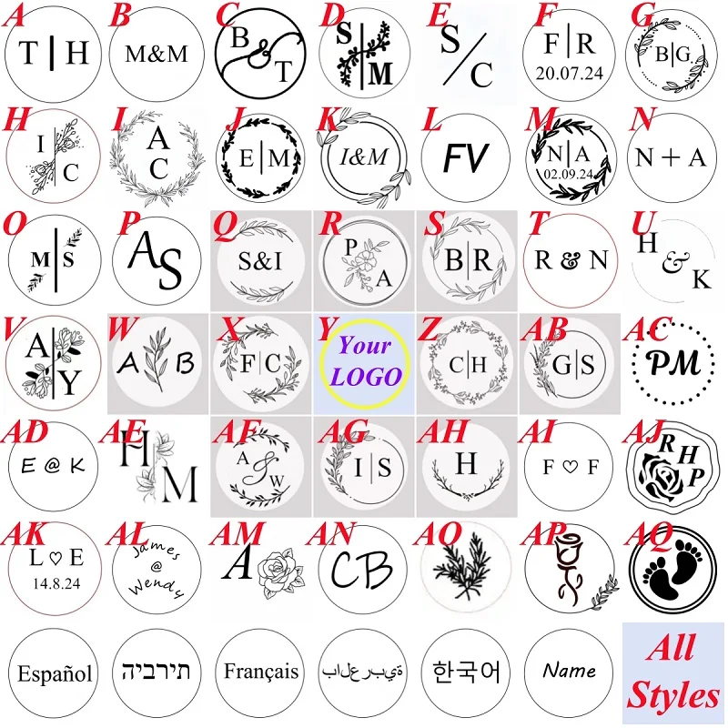 맞춤형 웨딩 왁스 씰, 모노그램 왁스 씰, 개인 씰링 왁스 스티커 스탬프, 자체 접착 왁스 씰, 로고 백킹 