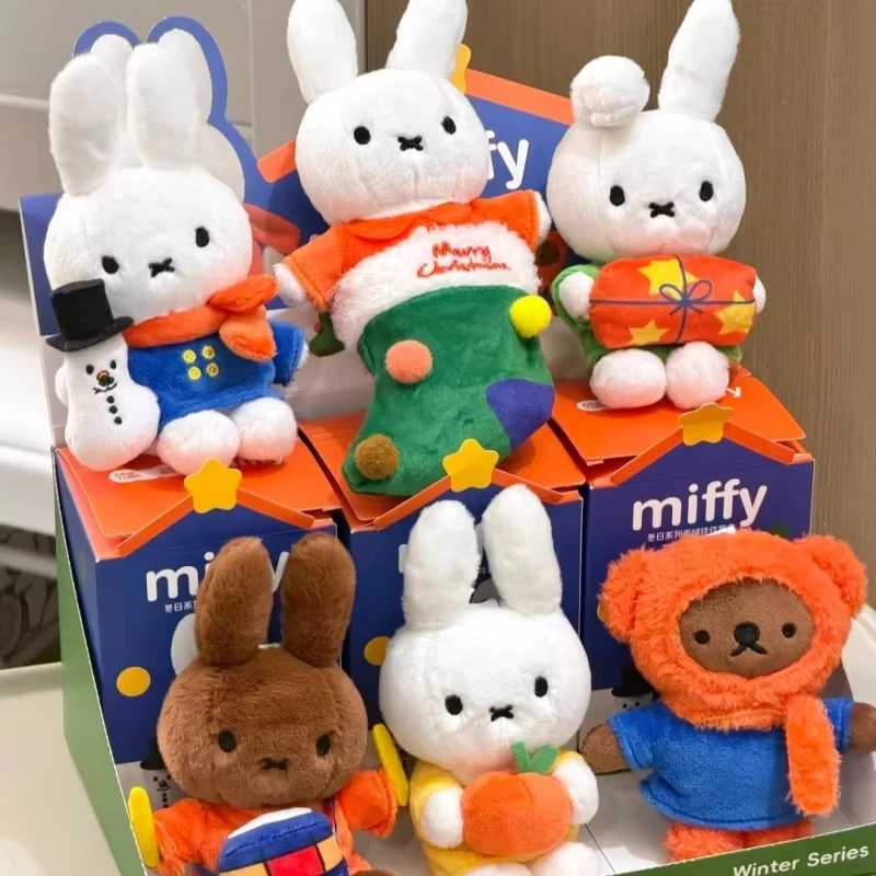 Nowa Seria Blind Box Miffy Zimowa Oryginalna Kawaii Boris Zawieszka Urocza Lalka Brelok Ozdoba Prezent dla Pary Figurka Zabawka