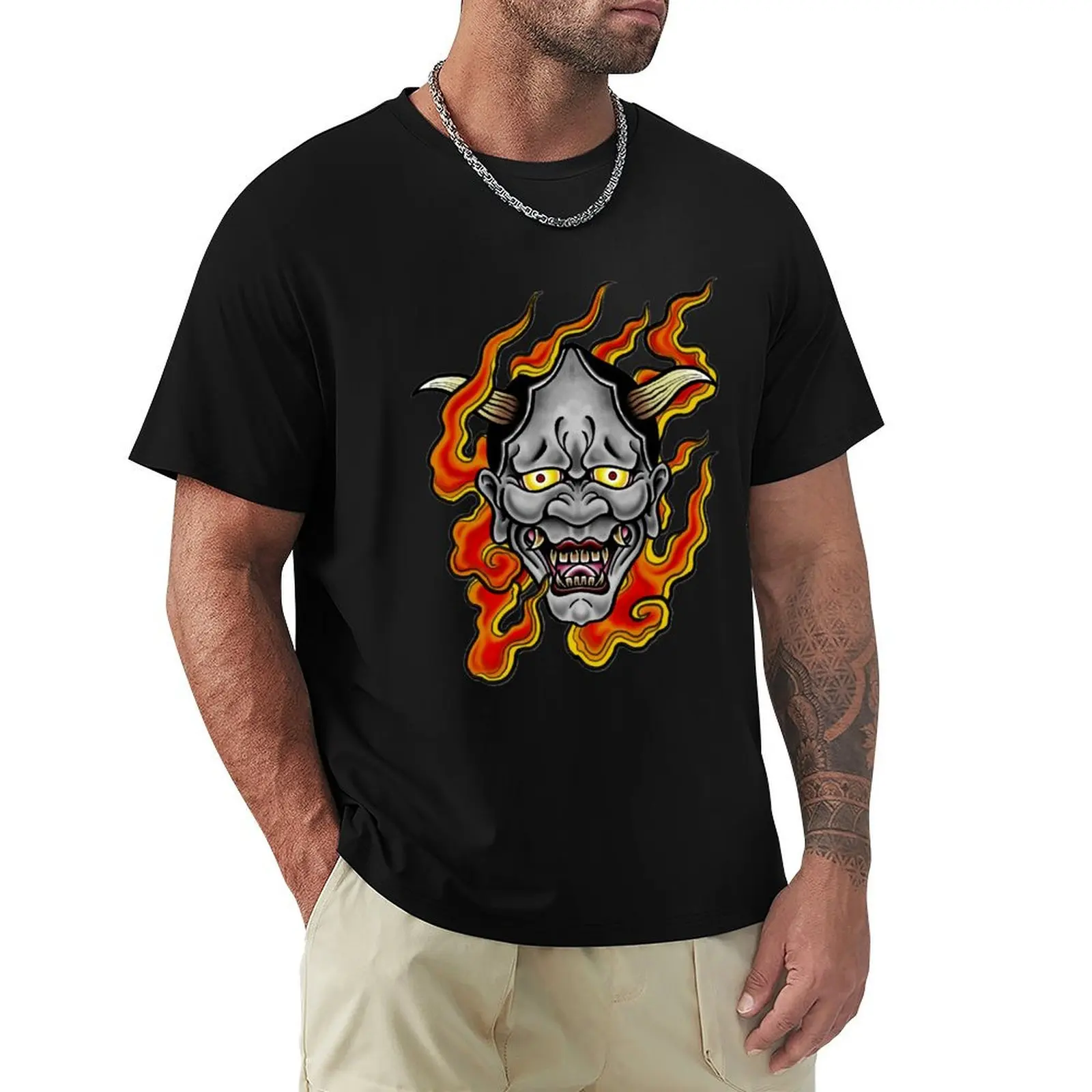 Hannya Mask tattoo design. T-Shirt oversized t shirt plus size tops men workout shirt