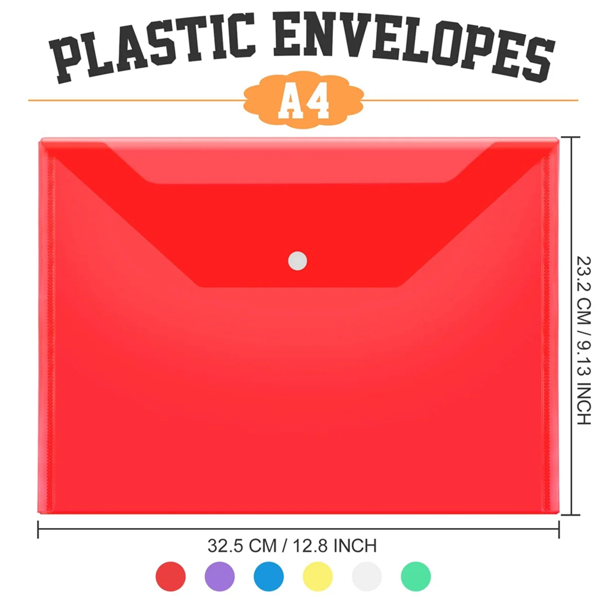 

ABNP 24Pack Plastic Envelopes with Snap Closure, Plastic File Folders for Documents A4 Clear Envelopes Folders,File Bags