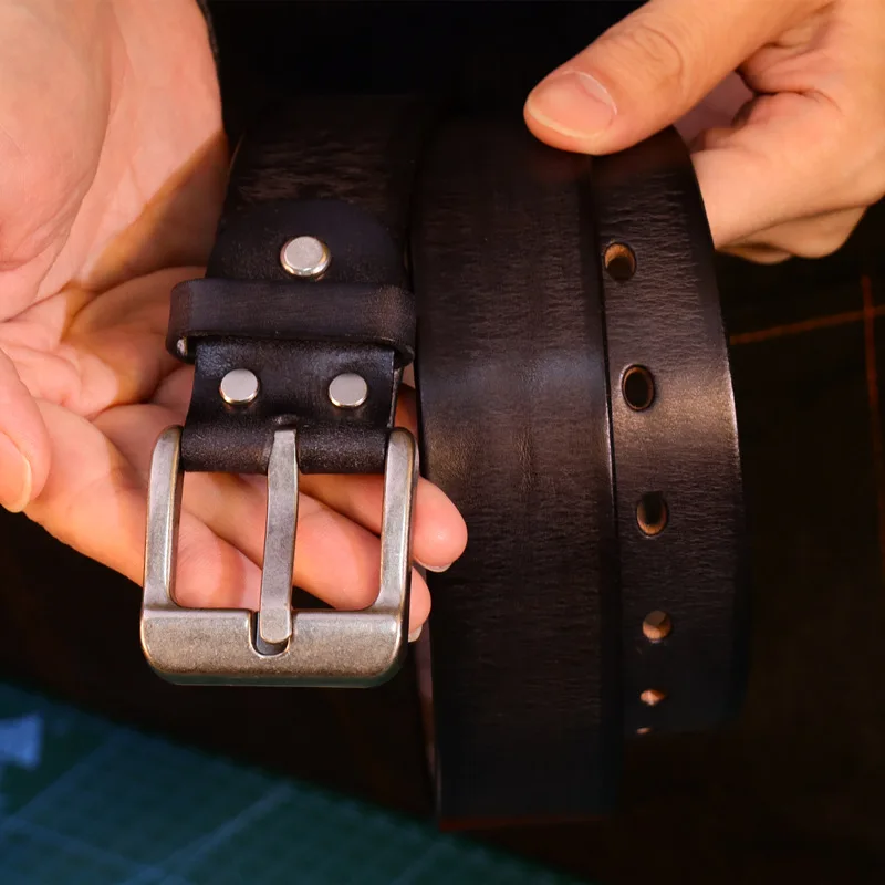 

Men's 3.8CM first layer cowhide retro versatile pin buckle genuine leather belt casual cowhide men's belt