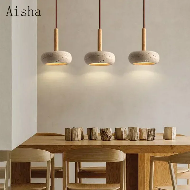 Imagem -02 - Wabi-sabi-yellow Cave Stone Pendant Lamp Nordic Cream Wind Bedhead Hanging Light Retro Restaurant Furniture Decoration