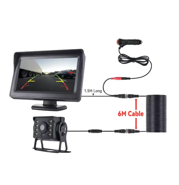 Parkplatz Auto Rückansicht Kamera Breite Grad 4,3/5 Zoll TFT LCD Farbe Display Monitor Wasserdichte Nachtsicht Rückfahr Backup – Detail 5