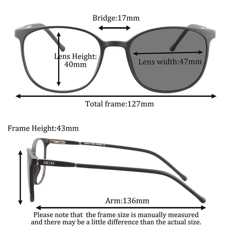 Kendu-Lunettes de Myopie Photochromiques pour Femme, avec Lentilles Tr90, pour Petit Visage, Moins Dioptrie Uniquement