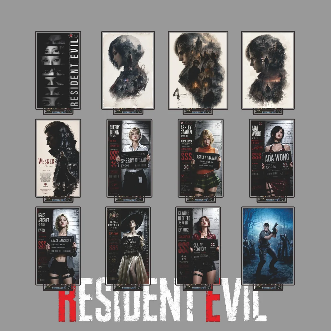 New Anime Resident Evil Acrylic Stand Keychain Figure Ada Wong Leon Kennedy Fan Art Poster Style Character Desk Decor Gift Game