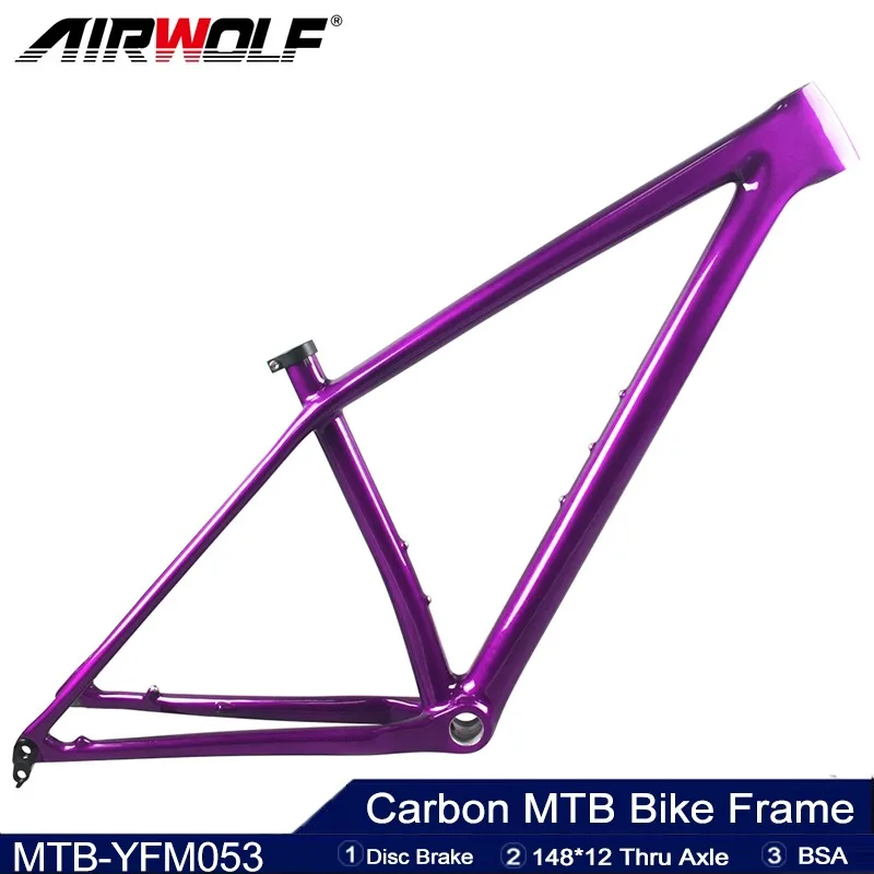 

Airwolf T1100 New Design Chameleon Carbon MTB Bicycle Frame 29ER 148*12mm XC Hardtail Thru Axle Carbon Mountain Bike Frameset