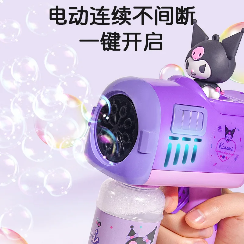 Sanurgente Kuromi-Pistolet à bulles électrique entièrement automatique pour garçon et fille, machine à déterminer le jouet de dessin animé, MyMelody, cadeau de vacances