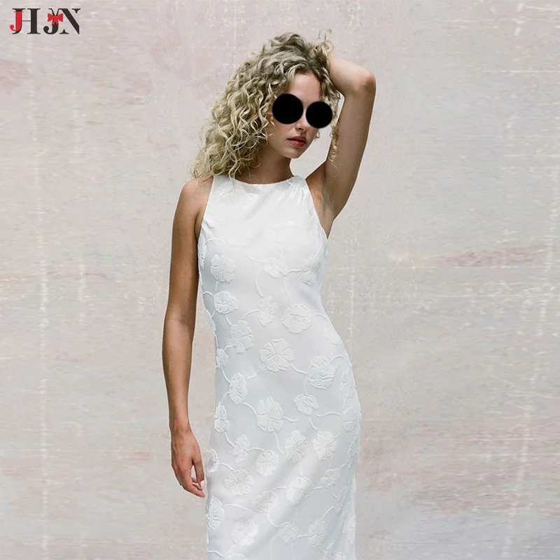 

Lace Flower Round Neck Dress Silk Velvet Vest On The Bias Long Length Dress Women's Wind Wrap The Buttocks Runway Style Dress